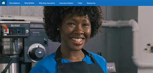 A woman smiling